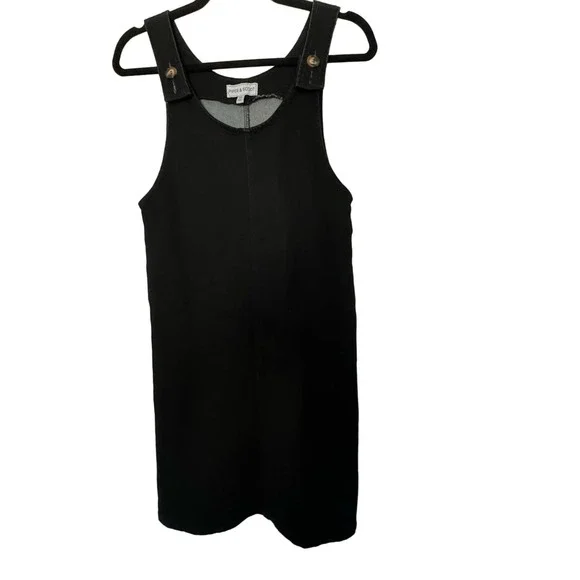 Piper & Scoot Dresses | Piper & Scoot Size Xs Black Denim Overall Dress with Adjustable Strap | Color: Black | Size: Xs | Bsandoval86'S Closet